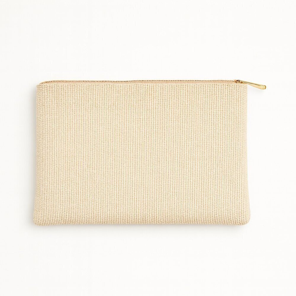 Chanel 31 Rue Cambon Canvas Pouch — Beige / Gold Logo - Picture 3 of 8